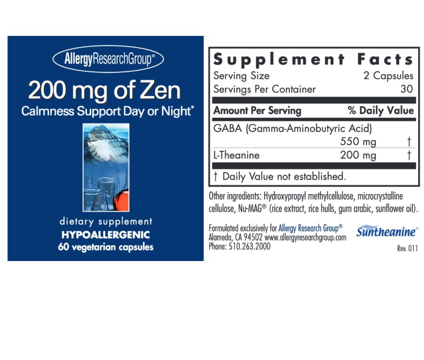 200 mg of Zen 60 vcaps * Allergy Research Group - Conners Clinic