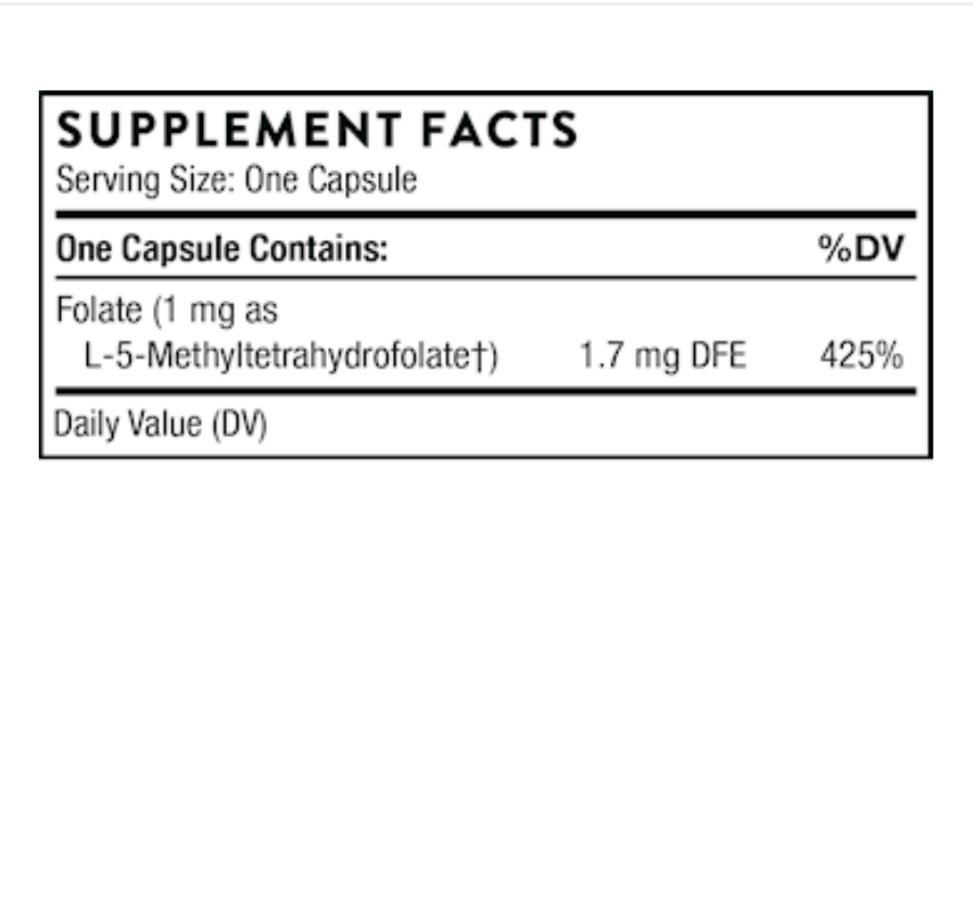 5-MTHF 1 mg 60 caps    * Thorne Supplement - Conners Clinic