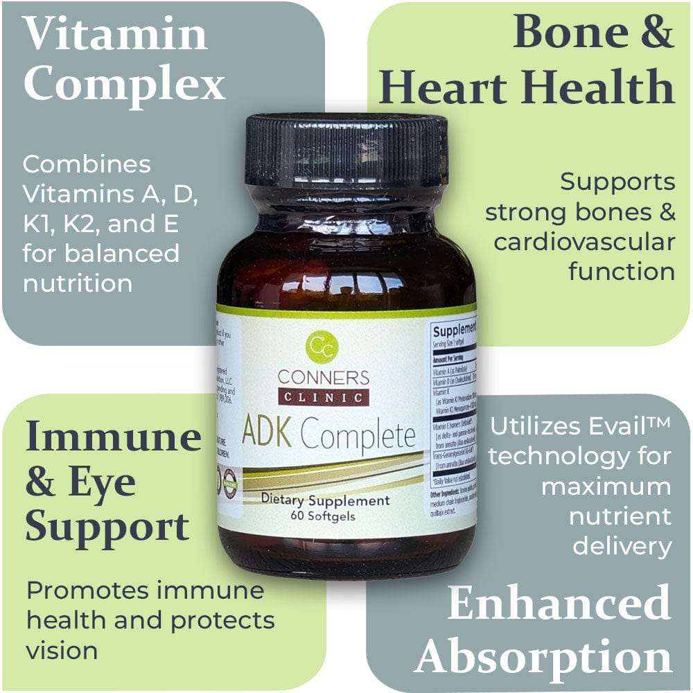 ADK Complete - Vitamin D, E, A & K - 60 capsules Conners Clinic Supplement - Conners Clinic