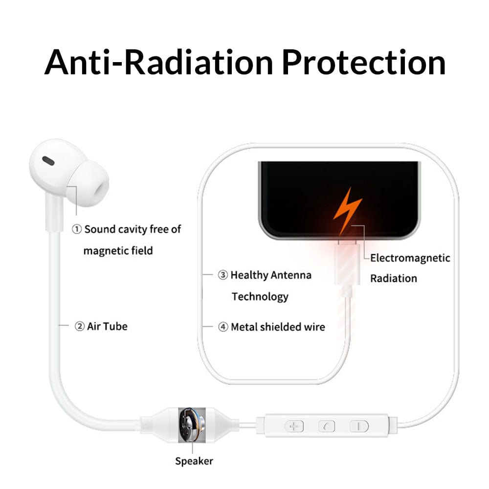 Air Tube EMF Protection Radiation-Free Stereo Earbud Headphones Conners Clinic Equipment - Conners Clinic