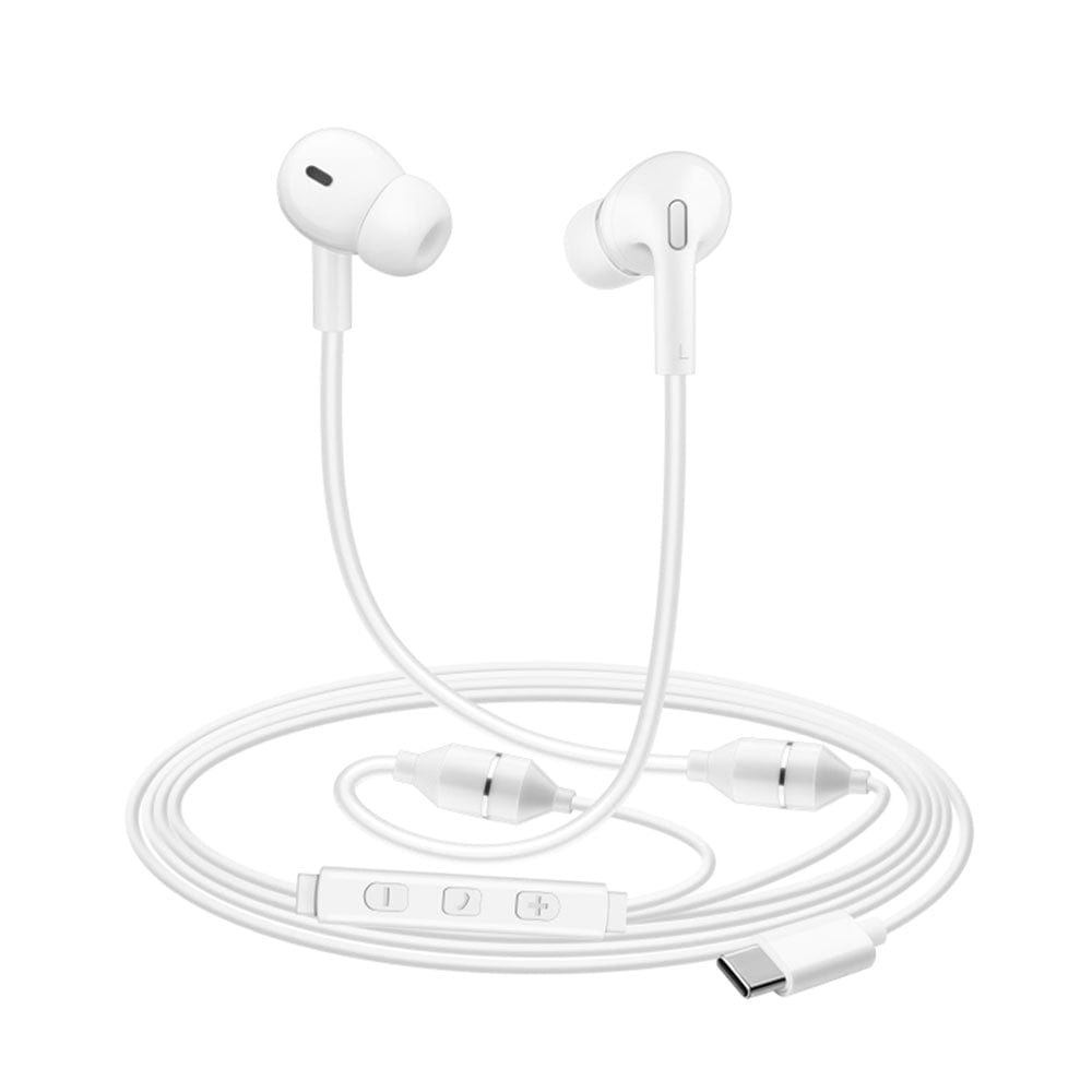 Air Tube EMF Protection Radiation-Free Stereo Earbud Headphones Conners Clinic Equipment White Earbud Headphones - USB-C - Conners Clinic