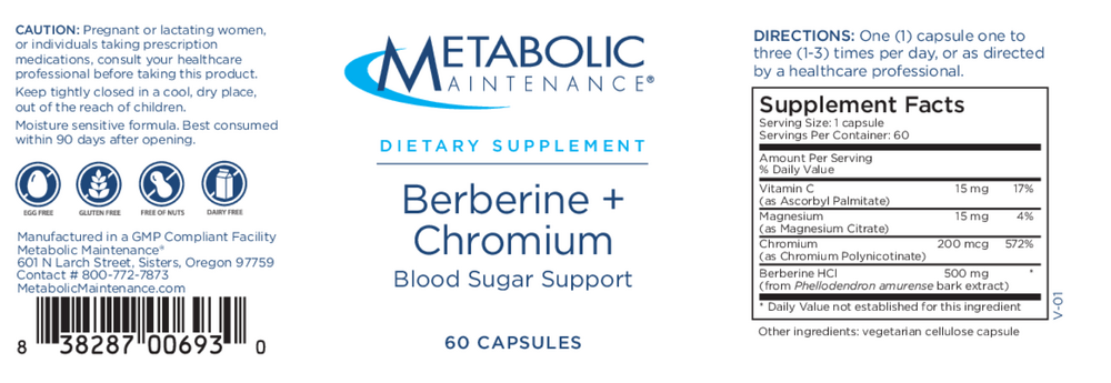 Berberine + Chromium * Metabolic Maintenance Supplement - Conners Clinic