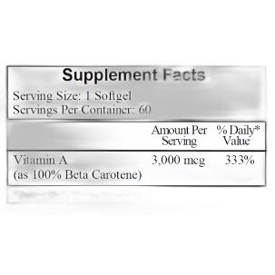 Beta Carotene 60 softgels.    * Ecological Formulas Supplement - Conners Clinic