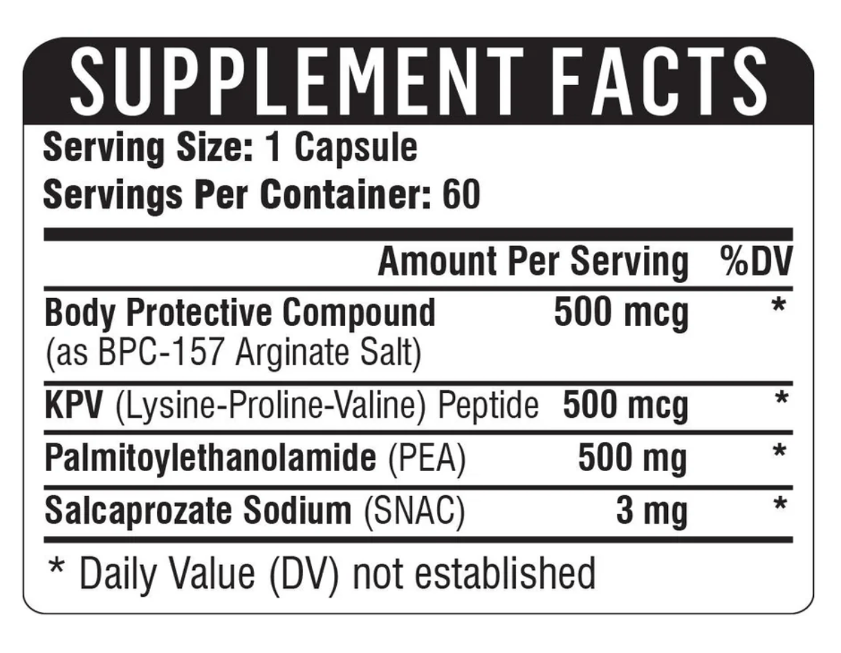 BPC+KPV+PEA 500 * - 60 Caps Healthgevity Supplement - Conners Clinic