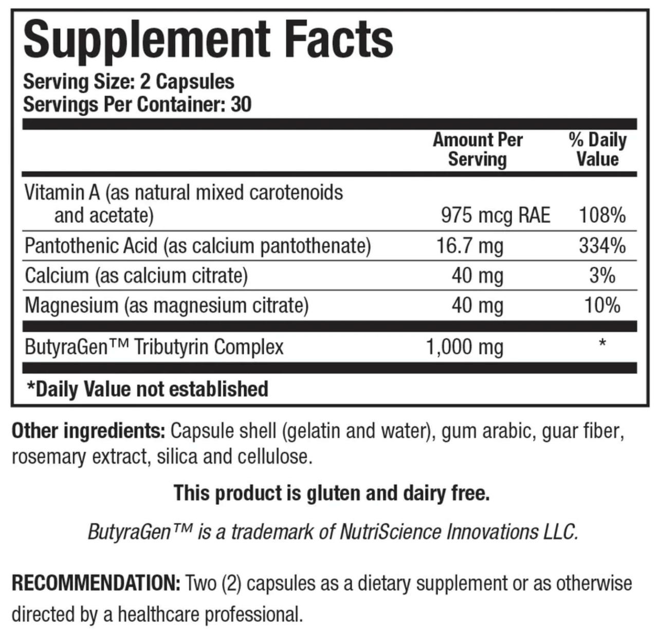 BUTYRIC-CAL-MAG (60C) Biotics Research Supplement - Conners Clinic