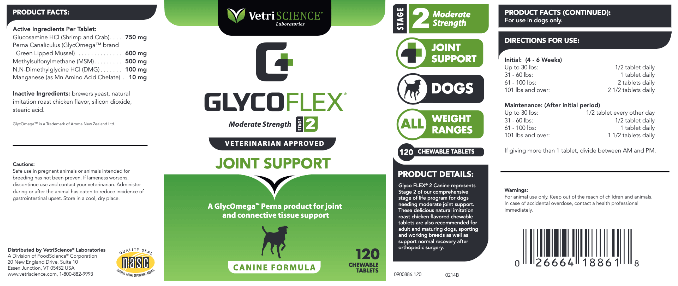GlycoFlex II For Dogs 120 chewtabs VetriScience Supplement - Conners Clinic