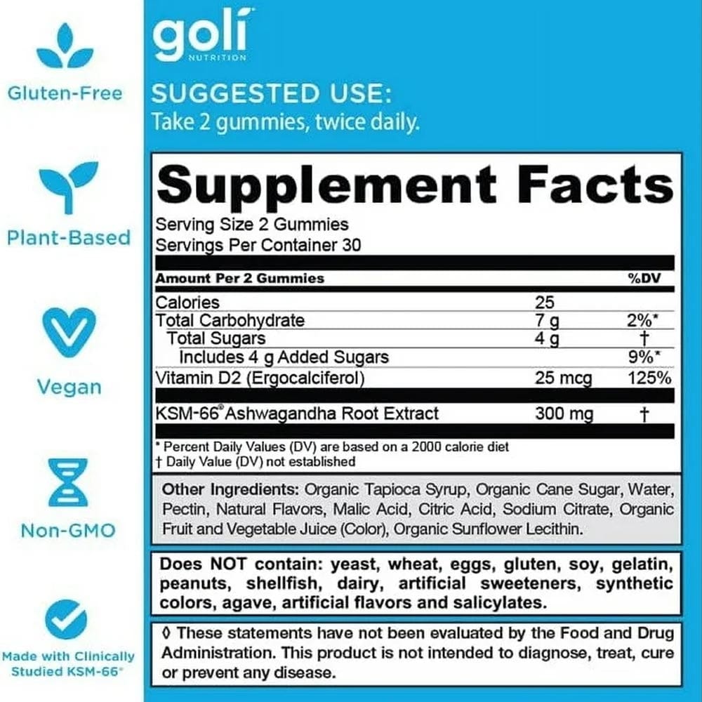 Goli Ashwagandha Gummy Vitamins - 60 Ct Goli - Conners Clinic