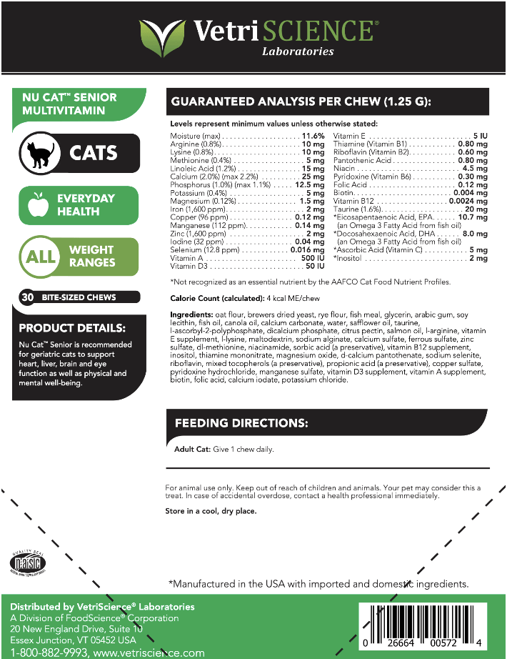 NuCat Senior Cat Multi 30 chew tabs VetriScience Supplement - Conners Clinic