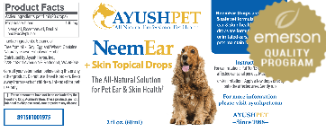 Pet Neem Ear & Skin Drops 2 fl oz Ayush Herbs Supplement - Conners Clinic