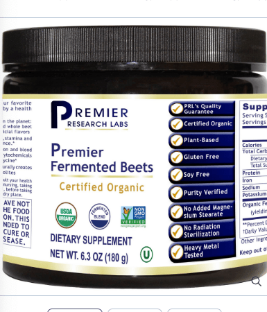 Premier Fermented Beets - 6.3 oz Container (powder).    * Premier Research Labs Supplement - Conners Clinic