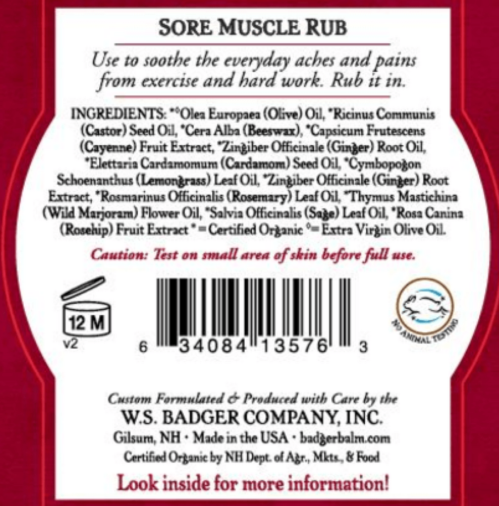 Sore Muscle Rub * Badger Supplement - Conners Clinic