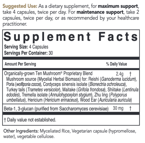 Ten Mushroom 120 caps.    * EcoNugenics Supplement - Conners Clinic