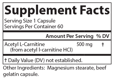 Acetyl L-Carnitine 60 Capsules Carlson Labs Supplement - Conners Clinic