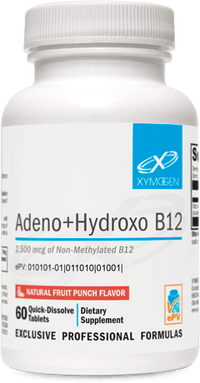 Thumbnail for Adeno+Hydroxo B12 Natural Fruit Punch Flavor 60 Tablets Xymogen Supplement - Conners Clinic