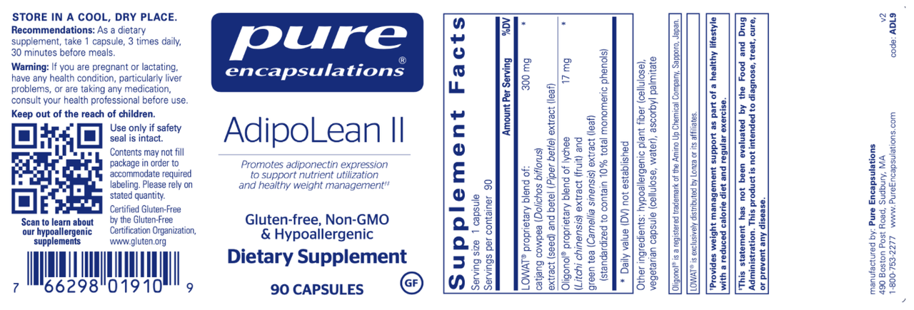 AdipoLean II 90 caps * Pure Encapsulations Supplement - Conners Clinic