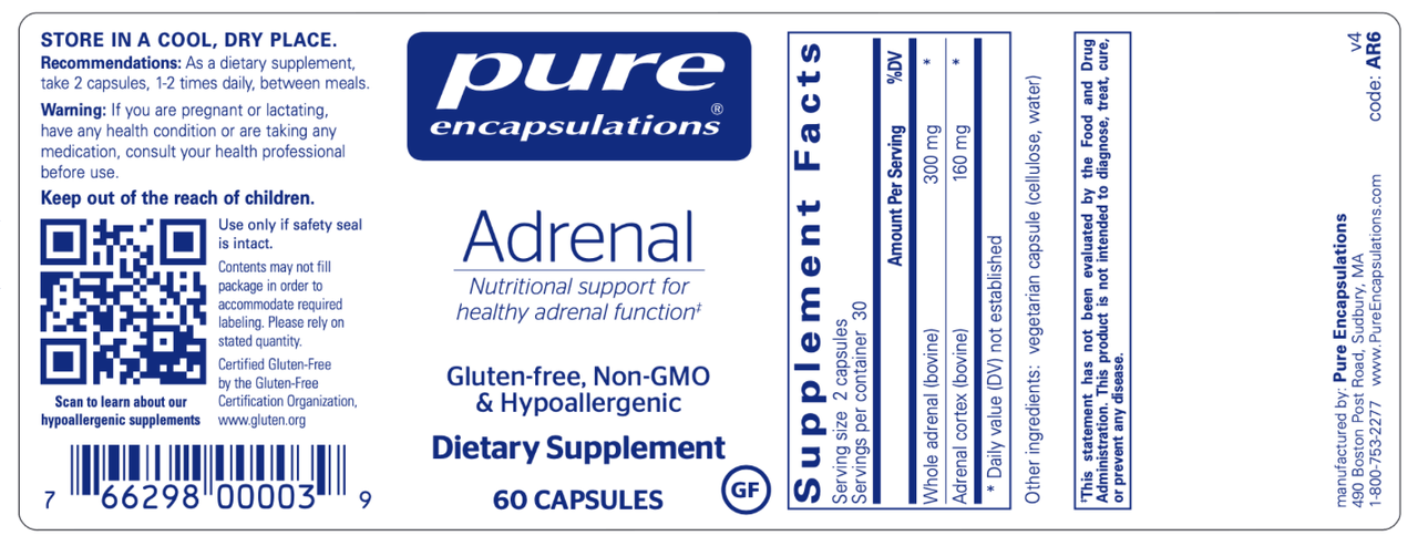 Adrenal 60 vegcaps * Pure Encapsulations Supplement - Conners Clinic