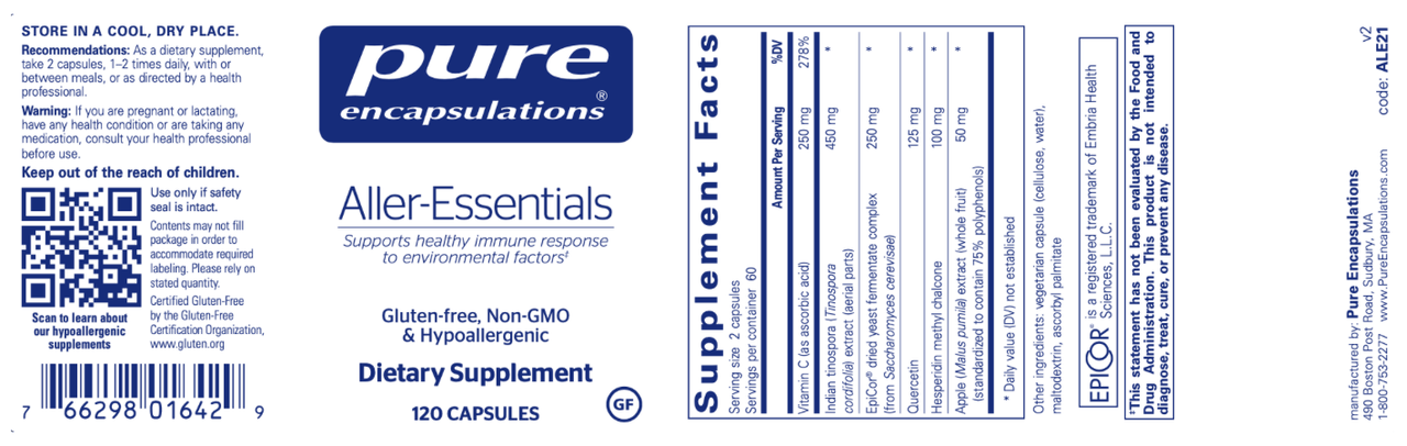 Aller-Essentials 120 caps * Pure Encapsulations Supplement - Conners Clinic