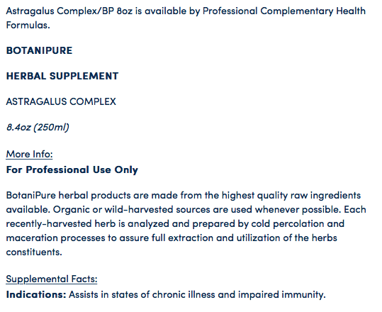Astragalus Complex - 8 oz LIQUID Natural Partners Supplement - Conners Clinic
