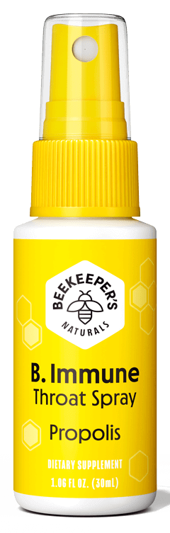 B. Immune Throat Spray Propolis 1.06 fl oz BeeKeeper's Naturals Supplement - Conners Clinic