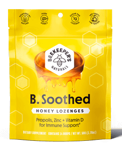 B. Soothed Honey Lozenges 14 Drops BeeKeeper's Naturals Supplement - Conners Clinic