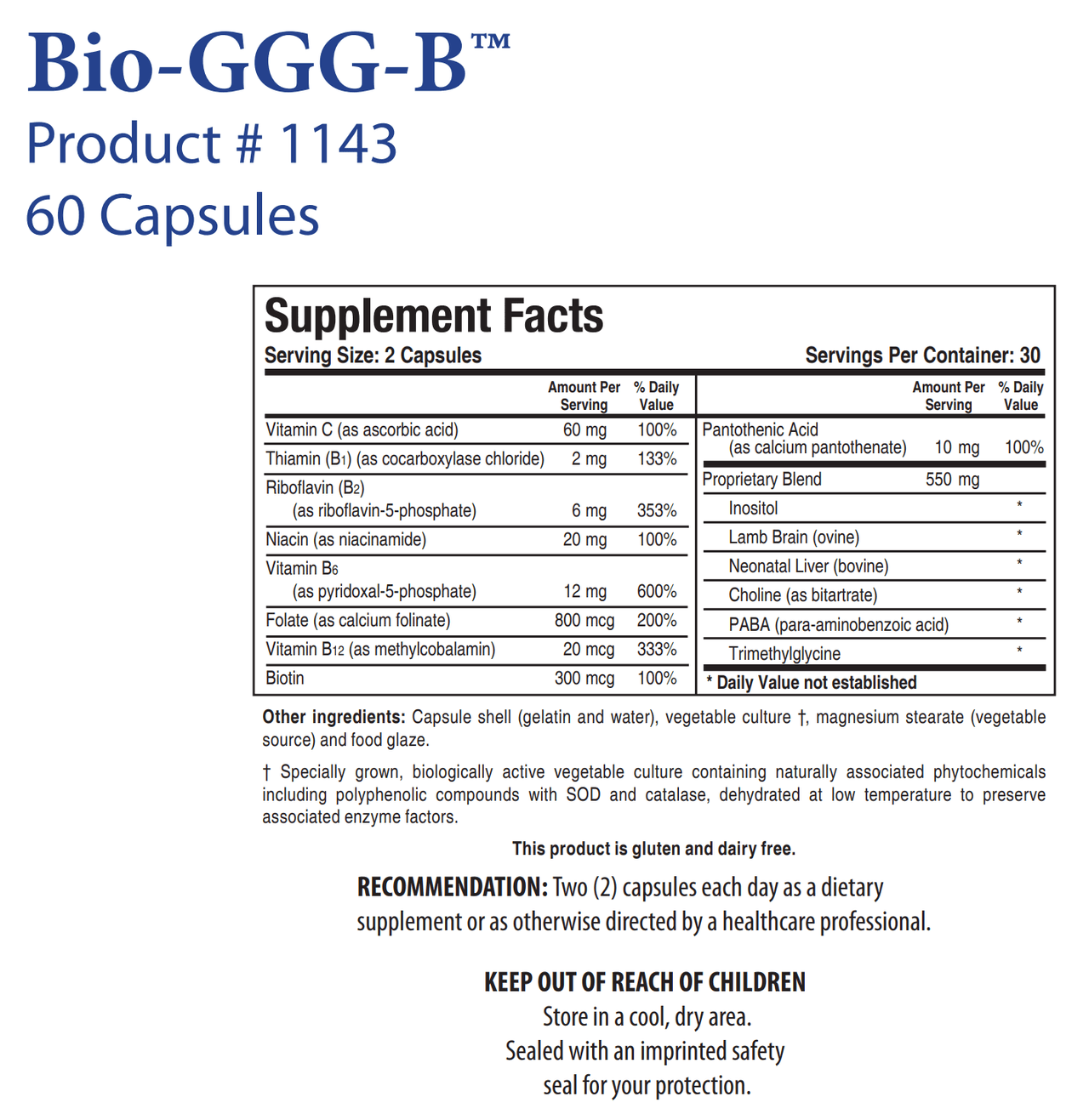 BIO-GGG-B (60C) Biotics Research Supplement - Conners Clinic