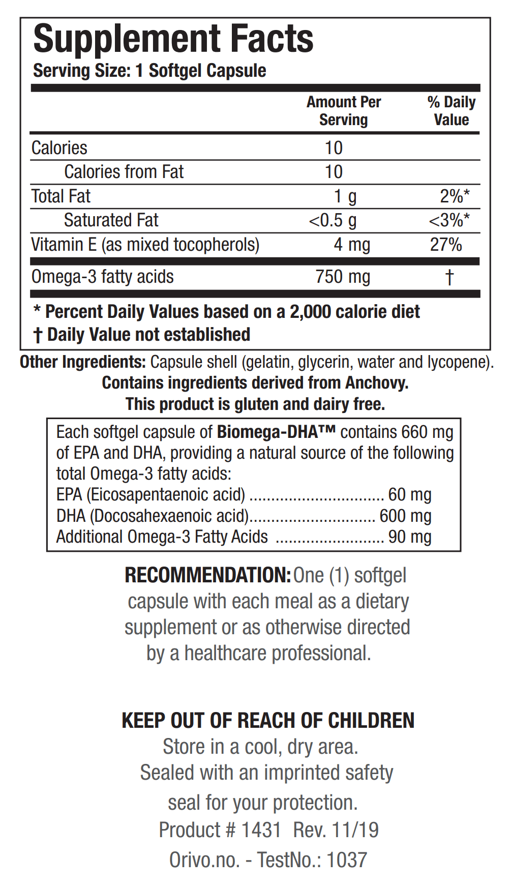 BIOMEGA-DHA (90C) Biotics Research Supplement - Conners Clinic