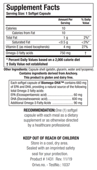 Thumbnail for BIOMEGA-DHA (90C) Biotics Research Supplement - Conners Clinic