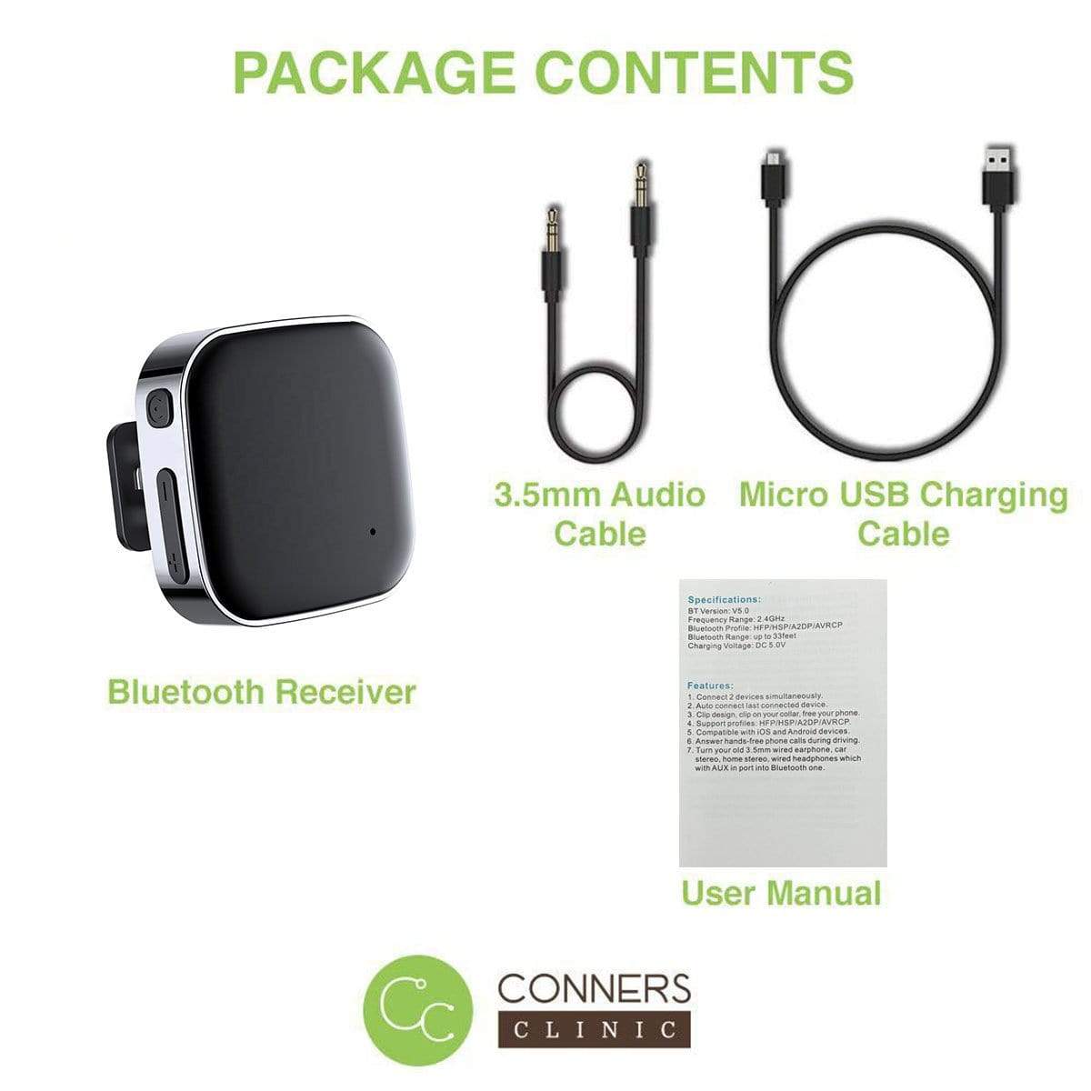 Bluetooth Adapter for Wired Headphones Conners Clinic Equipment - Conners Clinic