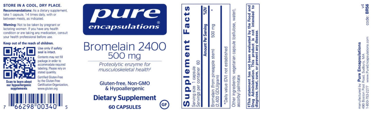 Bromelain 2400 500 mg 60 vcaps * Pure Encapsulations Supplement - Conners Clinic