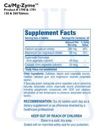 Thumbnail for CA/MG-ZYME (360T) Biotics Research Supplement - Conners Clinic