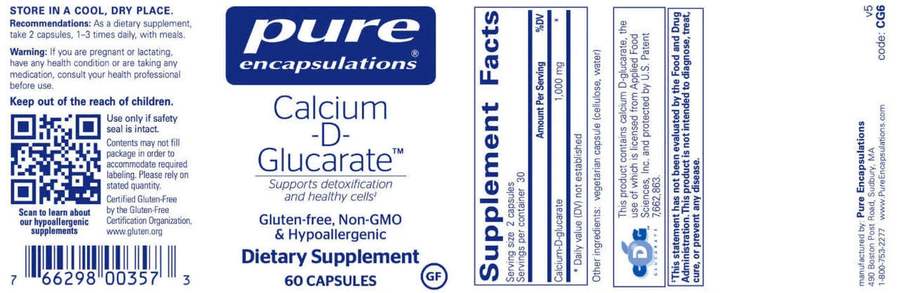 Calcium-d-Glucarate 1000 mg 60 vcaps * Pure Encapsulations Supplement - Conners Clinic