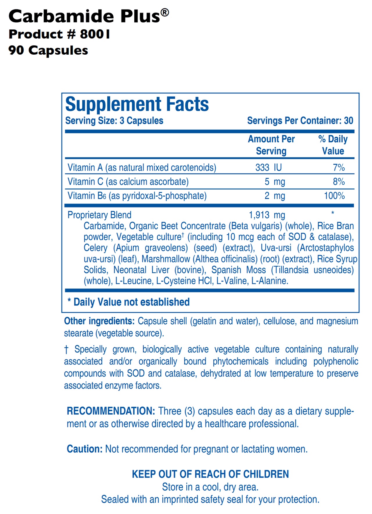 CARBAMIDE PLUS (90C) Biotics Research Supplement - Conners Clinic