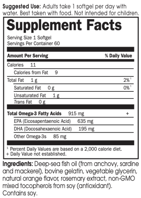 CardiO-3 Orange Flavor 60 gels * Gardens of Life Supplement - Conners Clinic