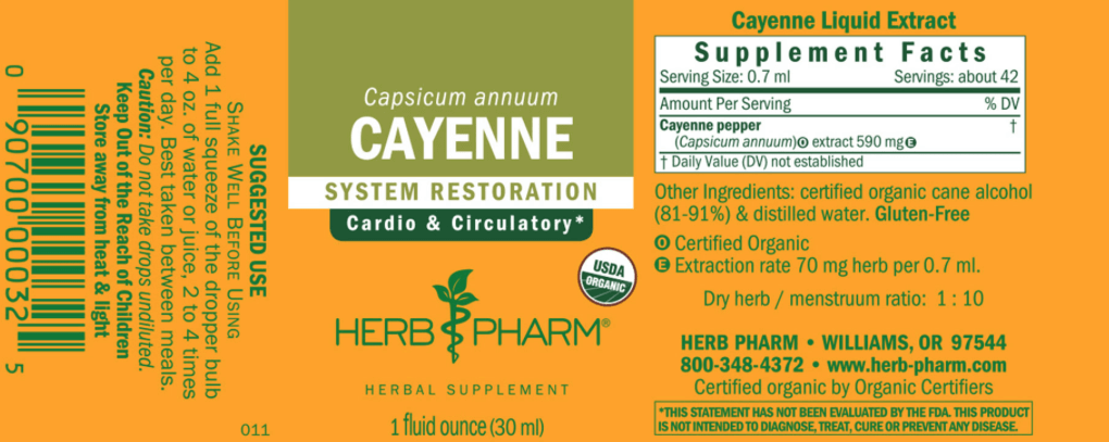 Cayenne - 4 ounce LIQUID Herb Pharm Cancer Support - Conners Clinic
