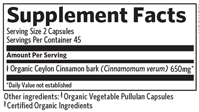 Ceylon Cinnamon 90 Capsules Organic India Supplement - Conners Clinic
