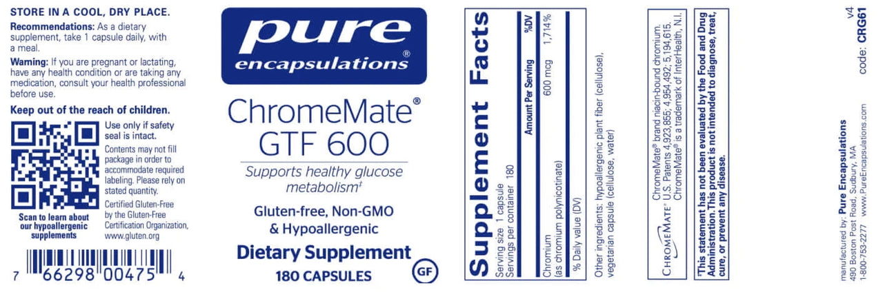 ChromeMate GTF 600 180 vcaps * Pure Encapsulations Supplement - Conners Clinic