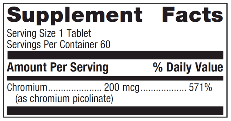 Chromium Picolinate 60 tabs * Metagenics Supplement - Conners Clinic
