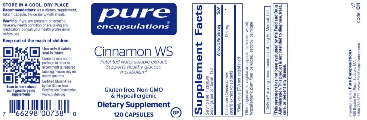 Cinnamon WS 120 vcaps * Pure Encapsulations Supplement - Conners Clinic