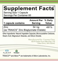 Thumbnail for Clear Zinc - 60 capsules Conners Clinic Supplement - Conners Clinic