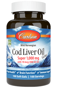 Cod Liver Oil Gems 100 Softgels Carlson Labs Supplement - Conners Clinic