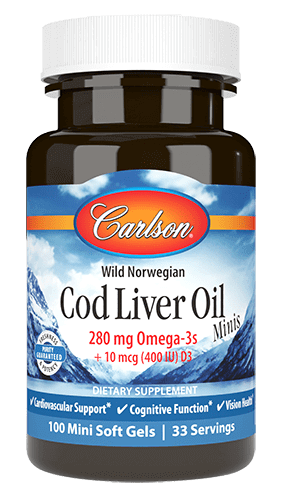 Cod Liver Oil Minis 100 Softgels Carlson Labs Supplement - Conners Clinic