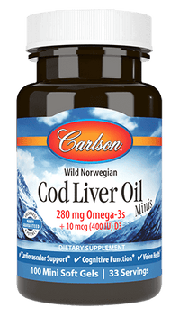 Thumbnail for Cod Liver Oil Minis 100 Softgels Carlson Labs Supplement - Conners Clinic