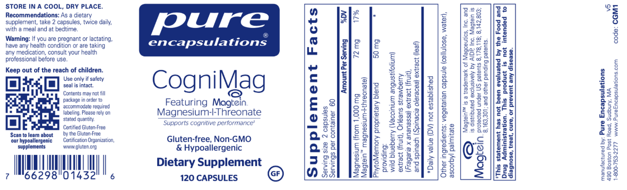 CogniMag 120 caps * Pure Encapsulations Supplement - Conners Clinic