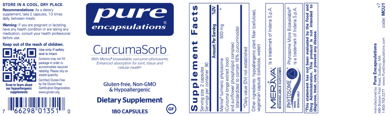 CurcumaSorb (Meriva) 180 caps * Pure Encapsulations Supplement - Conners Clinic