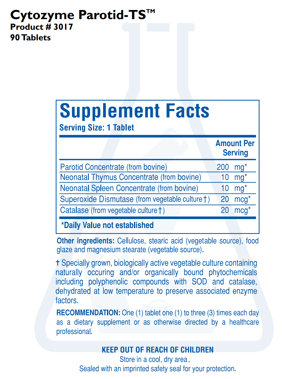 CYTOZYME PAROTID-TS (180T) Biotics Research Supplement - Conners Clinic