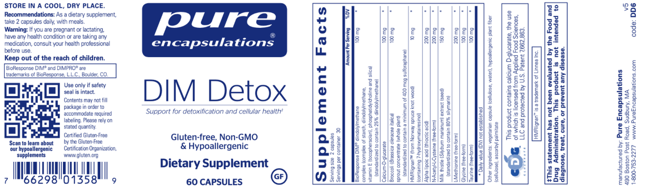DIM Detox 60 vcaps * Pure Encapsulations Supplement - Conners Clinic
