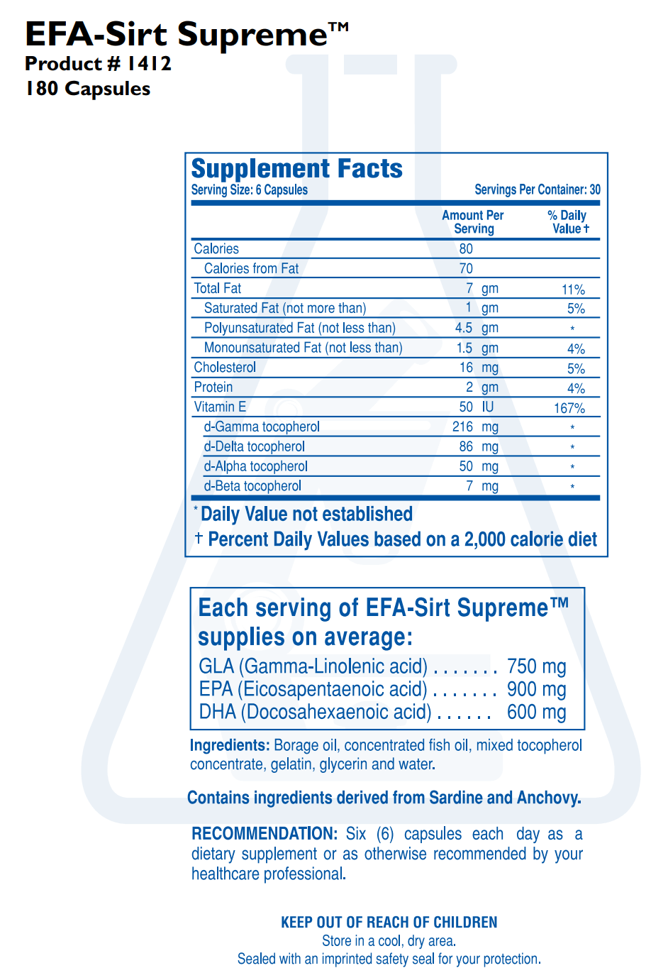 EFA-SIRT SUPREME (180C) Biotics Research Supplement - Conners Clinic