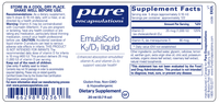 Thumbnail for EmulsiSorb K2 D3 liquid 20 ml * Pure Encapsulations Supplement - Conners Clinic