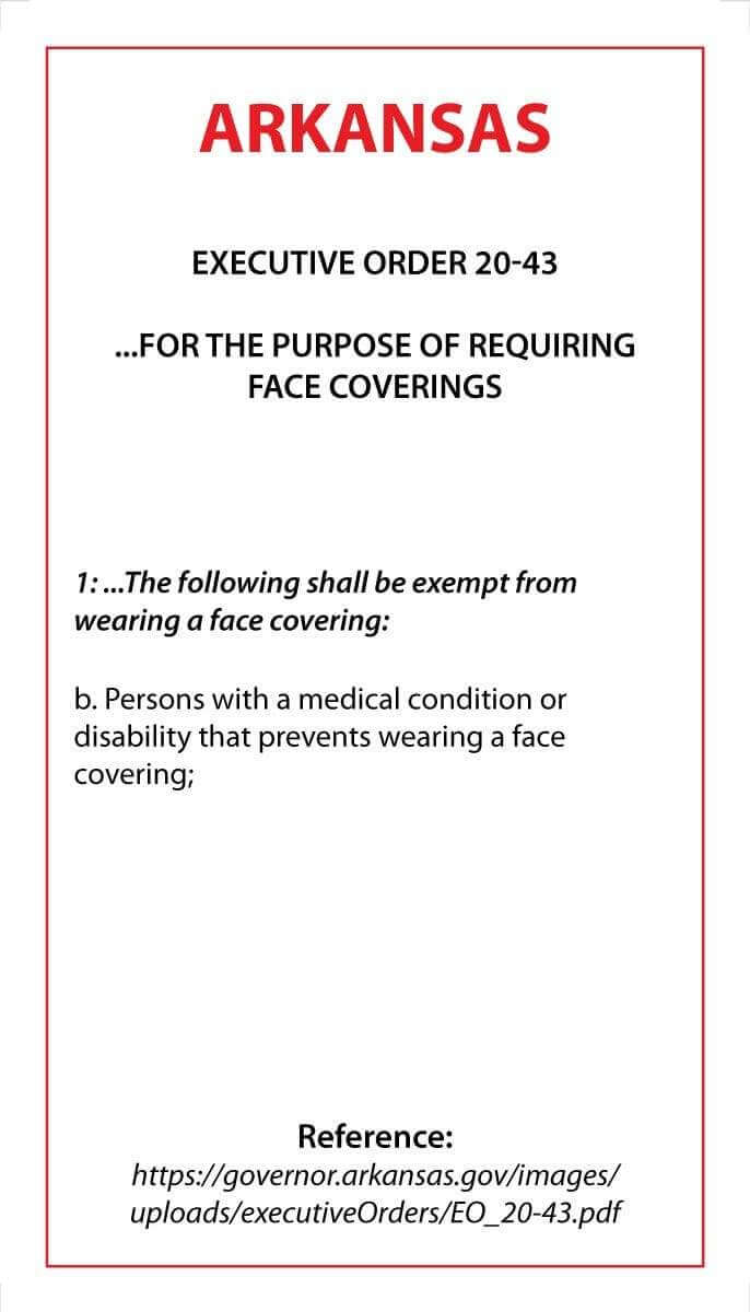 Face Mask Covering Medical Exemption Card - Laminated Conners Clinic Equipment Arkansas - Conners Clinic