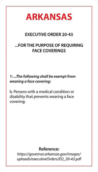 Thumbnail for Face Mask Covering Medical Exemption Card - Laminated Conners Clinic Equipment Arkansas - Conners Clinic